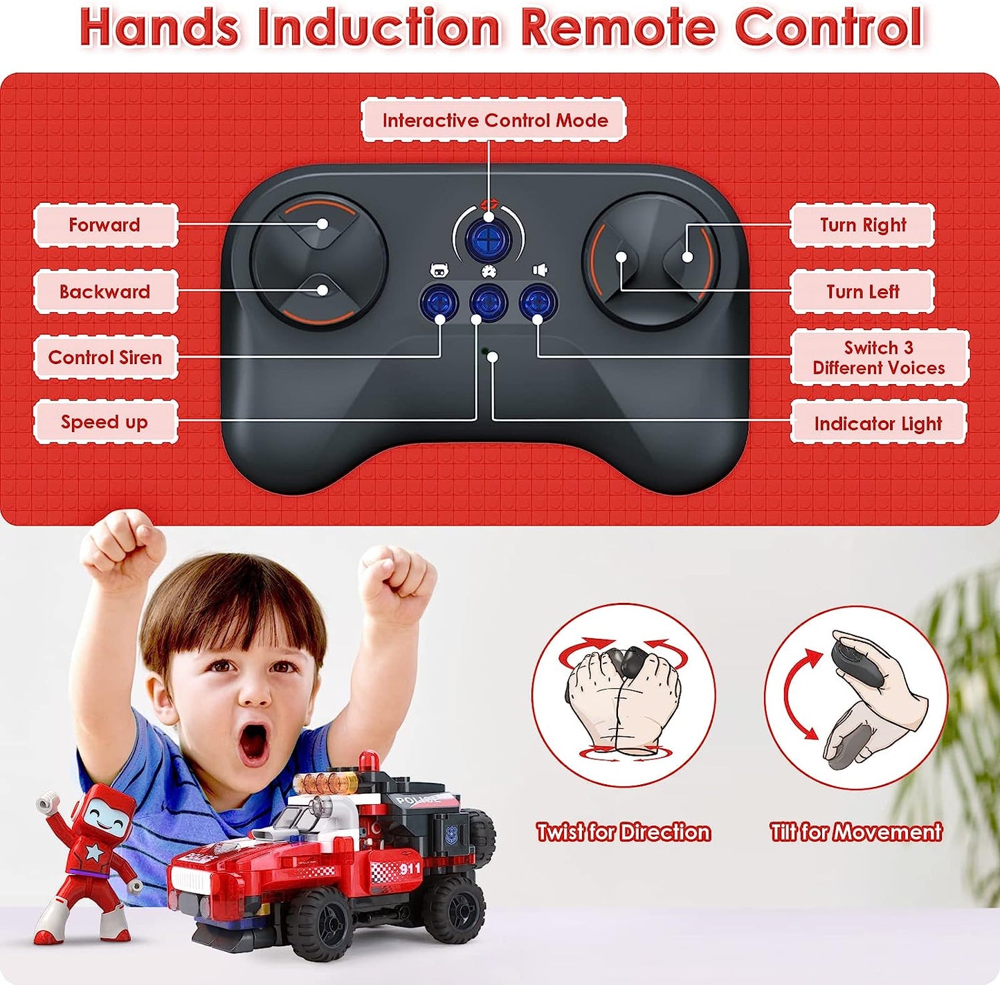 8-in-1 RC Cars, STEM Building Toys for Kids, Remote Control Car for Boys 4-7 with Funny Sound, App Based, Educational Construction Toys, Gift for Kids Boys Girls 4 5, 6, 7, 8+, 136 Pcs