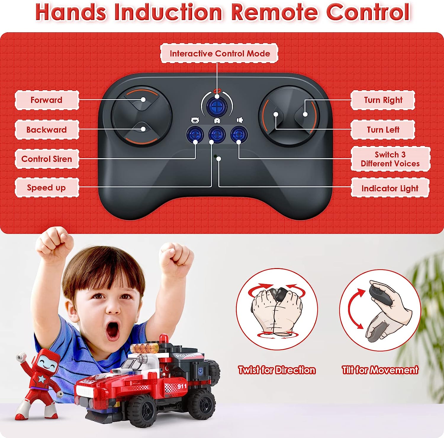 8-in-1 RC Cars, STEM Building Toys for Kids, Remote Control Car for Boys 4-7 with Funny Sound, App Based, Educational Construction Toys, Gift for Kids Boys Girls 4 5, 6, 7, 8+, 136 Pcs