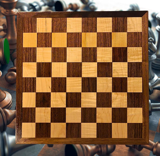 Premium Walnut and Maple Chess Board with Swivel - Handcrafted Wood Game Board for Chess Enthusiasts and Decorative Display