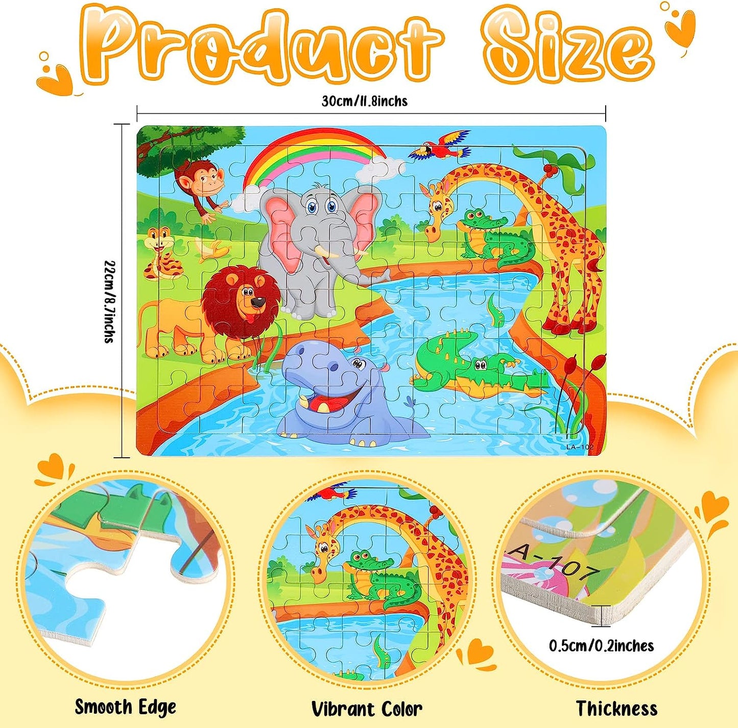 12 Packs Wooden Puzzles for Kids Ages 3-8,60 Piece Wooden Puzzles for Toddler Learning Educational Puzzles Wood Jigsaw Puzzles for Kids Toddler Games Boy Girl Preschool Animal Space Car Theme