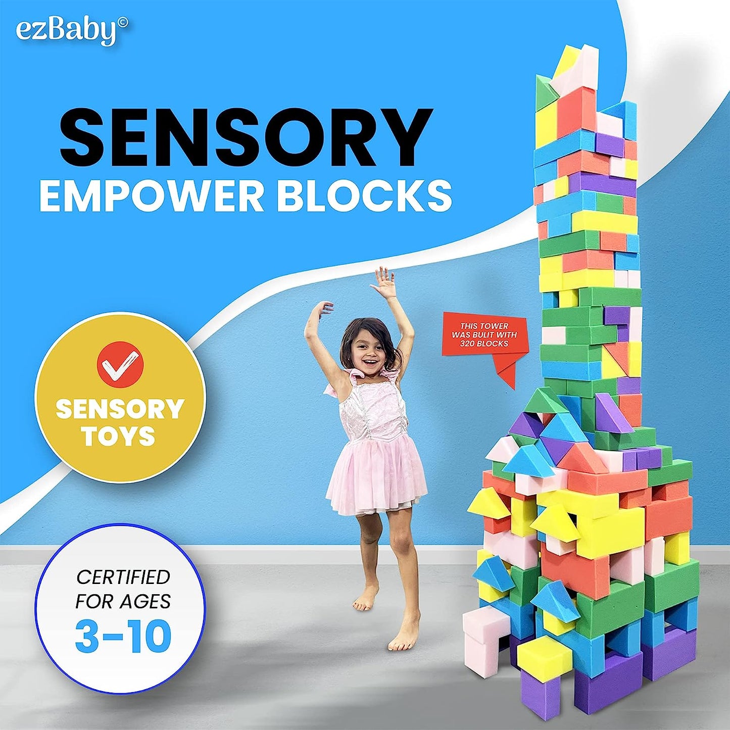Empower Building Blocks Set - Multi-Purpose Squishy, Safe & Soft Learning Sensory Toys Blocks for Toddlers, Autistic Children, and Preschool Kids Learning Activities