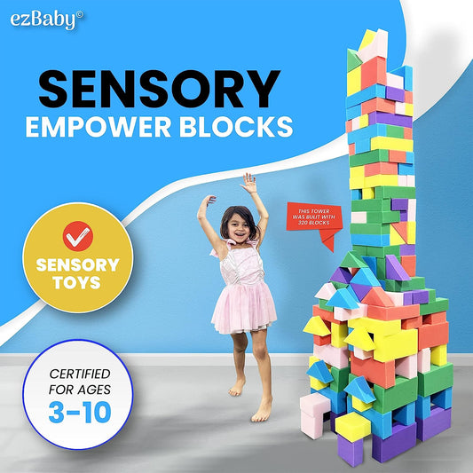 Empower Building Blocks Set - Multi-Purpose Squishy, Safe & Soft Learning Sensory Toys Blocks for Toddlers, Autistic Children, and Preschool Kids Learning Activities