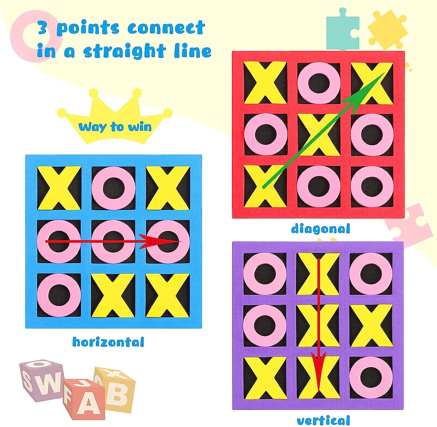 Tic Tac Toe - (Pack of 36) Foam Tic-Tac-Toe Mini Board Game for Kids - for Birthday Party Favors, Goody Bag Fillers, End of Year Gifts for Students (Blue, Purple, Red)