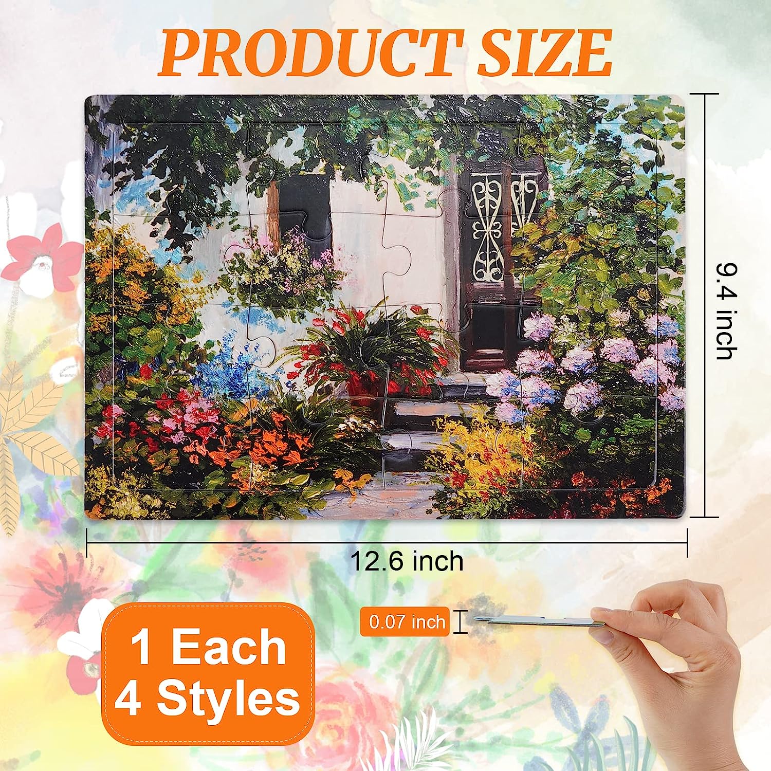 4 Pack 16 Large Piece Puzzles Dementia Alzheimer's Products and Activities for Elderly Seniors Easy Puzzle for Adults Gift for The Elderly, 4 Styless (4pcs)