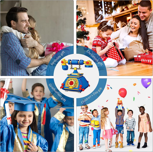 Mini Telephone Building Toy Sets DIY Creative Ideas Building Kit Gift for Boys Girls 6-14+ Adult/Friends Birthday Children's Day Teachers'Day Chris as 633pcs