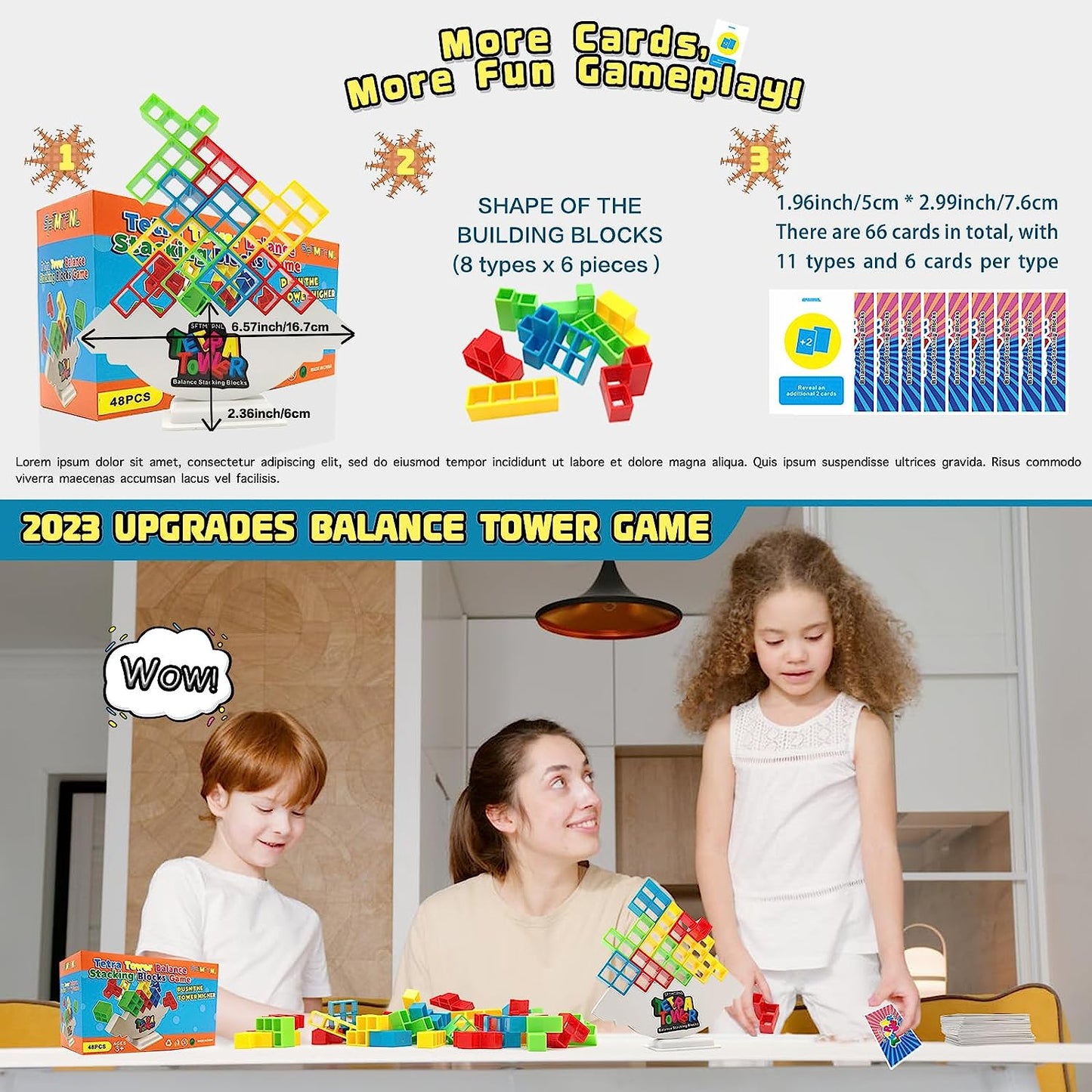 48 Pcs Tetra Tower Game Balance Stacking Block Party Game Tetratower Game for Adults Kids Tetra Board Game 2 Players or More Family Games Parties Travel Team Building Games Toy