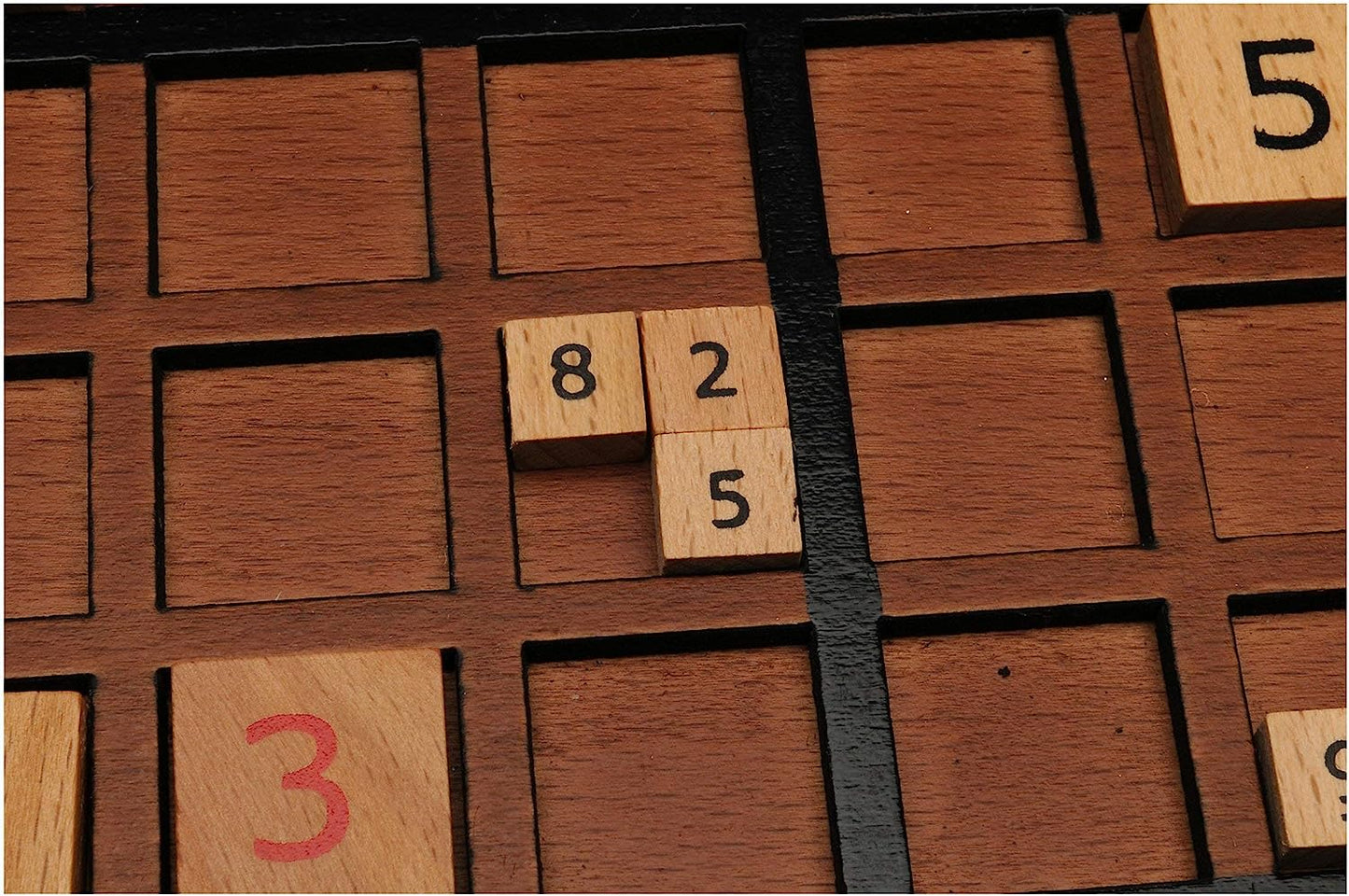 Wooden Sudoku Board with Storage Slots in Medium Stain - 11.5 in.