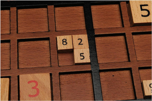 Wooden Sudoku Board with Storage Slots in Medium Stain - 11.5 in.