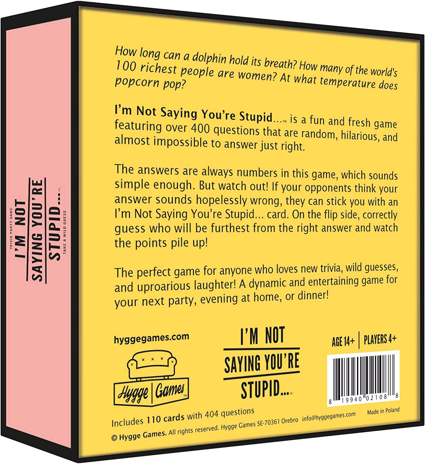 I'm Not Saying You're Stupid Trivia Party Game, 5.7 x 5.7 x 1.8"