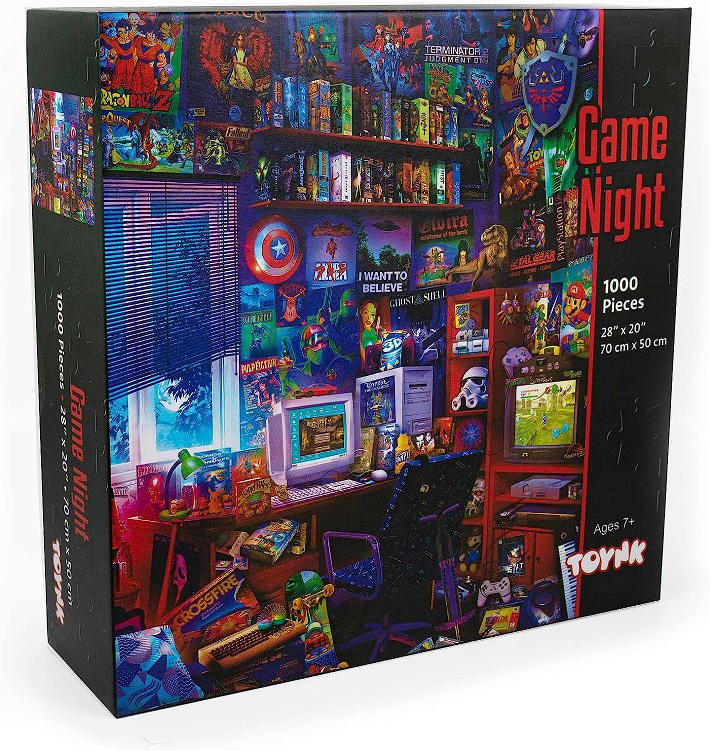 '80s Game Room Pop Culture 1000 Piece Jigsaw Puzzle by Rachid Lotf | Interactive Brain Teaser, Educational Toys & Games for Kids and Adults | 28 x 20 Inches