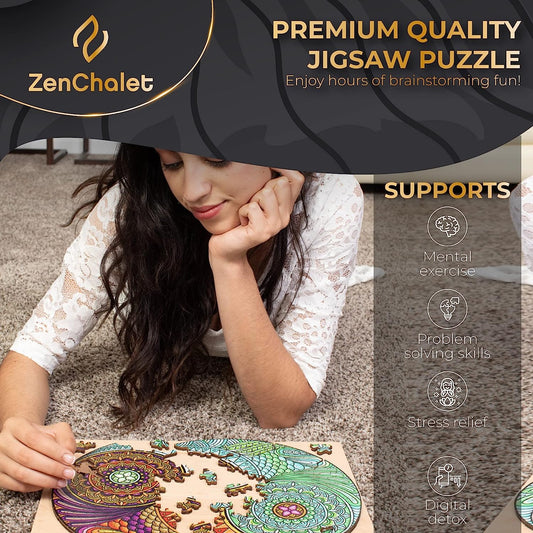 Yinyang 500 Piece Wooden Jigsaw Puzzle for Adults - Uniquely Shaped Pieces with Durable Construction - Perfect for Birthday Gifts, Game Nights and Camping