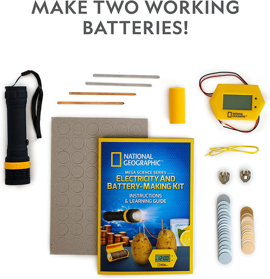 Battery Making Kit - Potato Clock and Penny Powered Flashlight Science Kit, 2 Electricity STEM Projects for Kids, Electrical Circuit Toy for Boys and Girls (Amazon Exclusive)