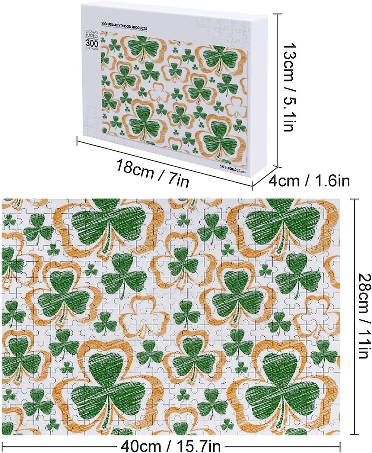 St. Patrick's Day Irish Shamrock Puzzles for Adults Wooden Jigsaw Puzzle Funny Leisure Toy Gifts for Family Friends