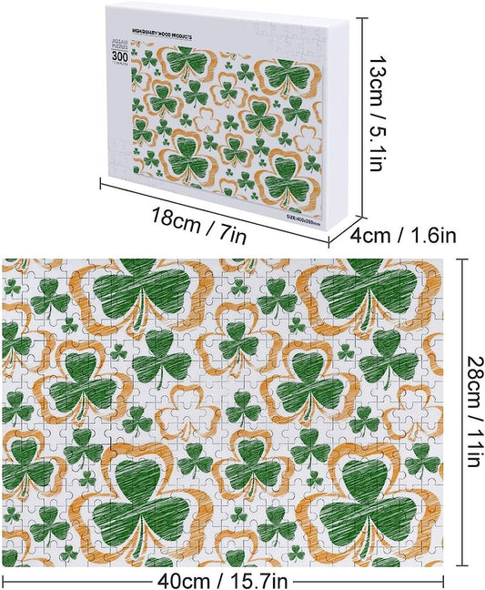 St. Patrick's Day Irish Shamrock Puzzles for Adults Wooden Jigsaw Puzzle Funny Leisure Toy Gifts for Family Friends
