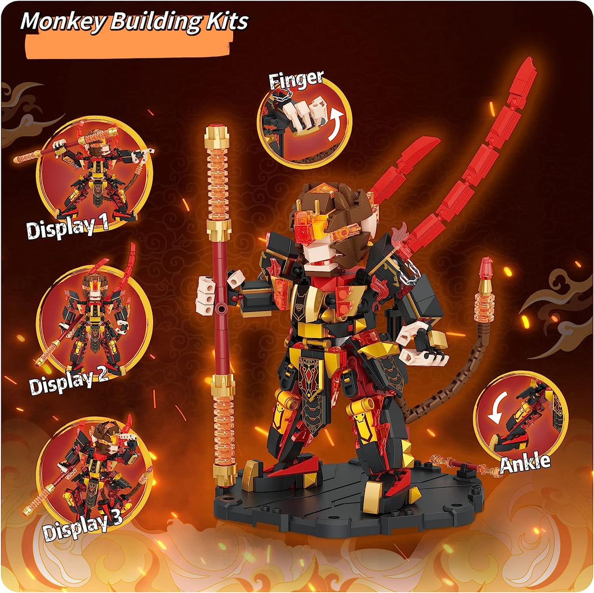 The King of Monkey Model Building Blocks Kits, 509 PCS Monkey Warrior Mech Model for Boys Girls 6-12 Years Old, MOC Creative Toys Mini Building Blocks for Kids Adults, Gift Ideal for Child