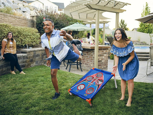 Bean Bag Toss Outdoor Games - Portable Cornhole Outdoor Board Toy for Kids, 5 Holes Scoring Cornhole Set with 6 Bean Bags and 3 Balls, Families Kids Outdoor Activities Games Gifts Age 3 4 5 6