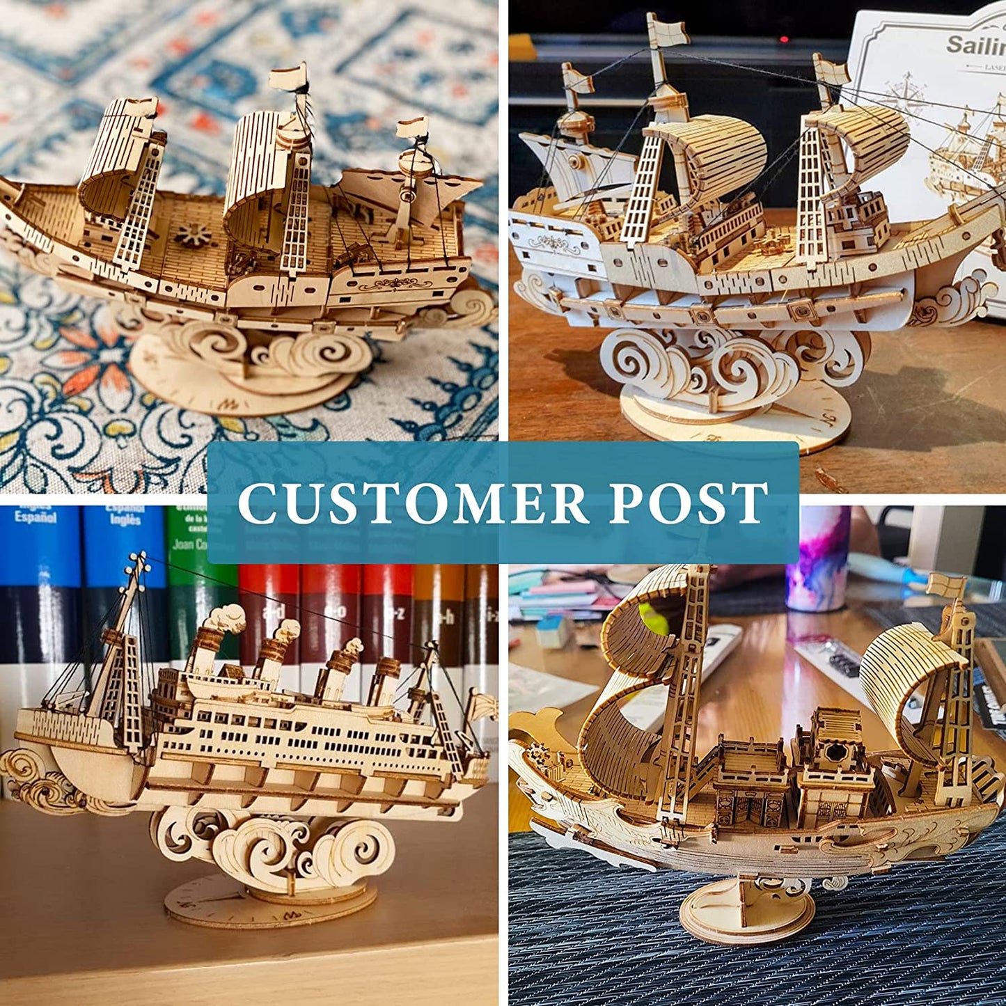 3D Wooden Puzzle for Adults, Vintage Wooden Watercraft Model Kit to Build, Best Gift Ideas - Sailling Ship