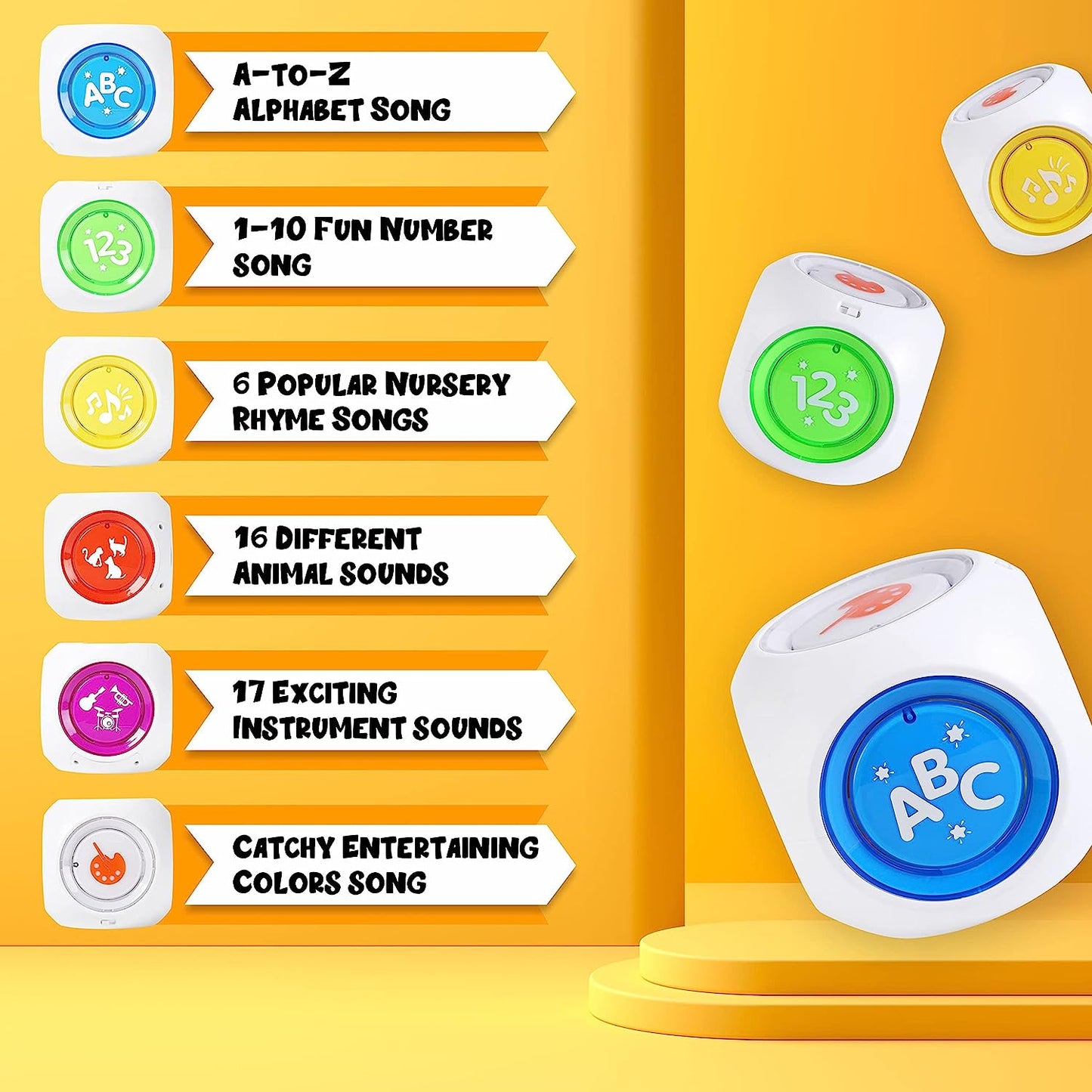 Smart Learning Cube Toy for Kids -Interactive Educational Light Up Toy, Learn Songs, Alphabet, Numbers, Animals, Instruments, Colors | Ideal for Children 6 Months+, Baby Toys -Toddler Toys