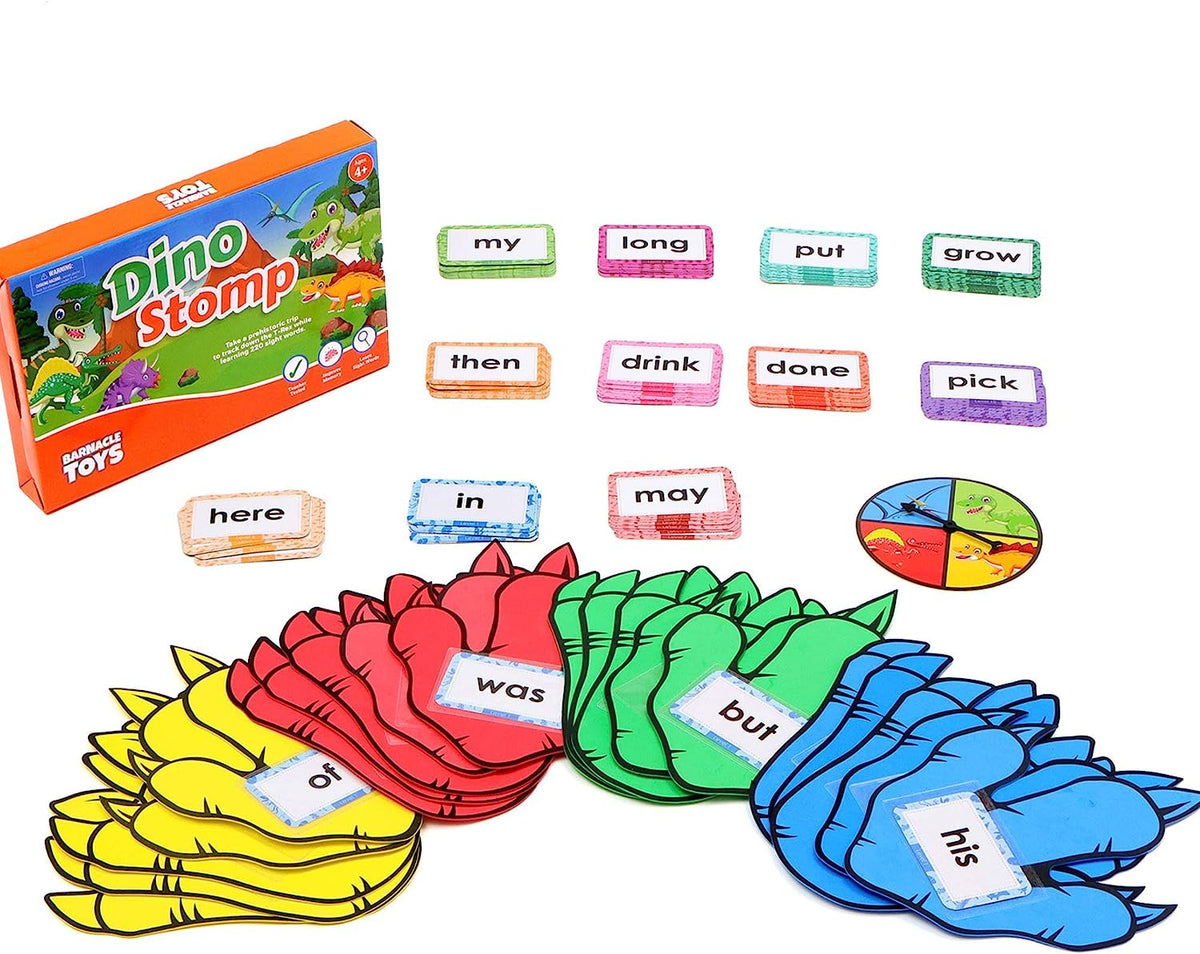 Dino Stomp, Dolch Sight Words Flash Cards Kindergarten Learning Games, Learning to Read for Kids Ages 5-7, 1st Grade Learning Materials, Reading Games for Kids Ages 4-8
