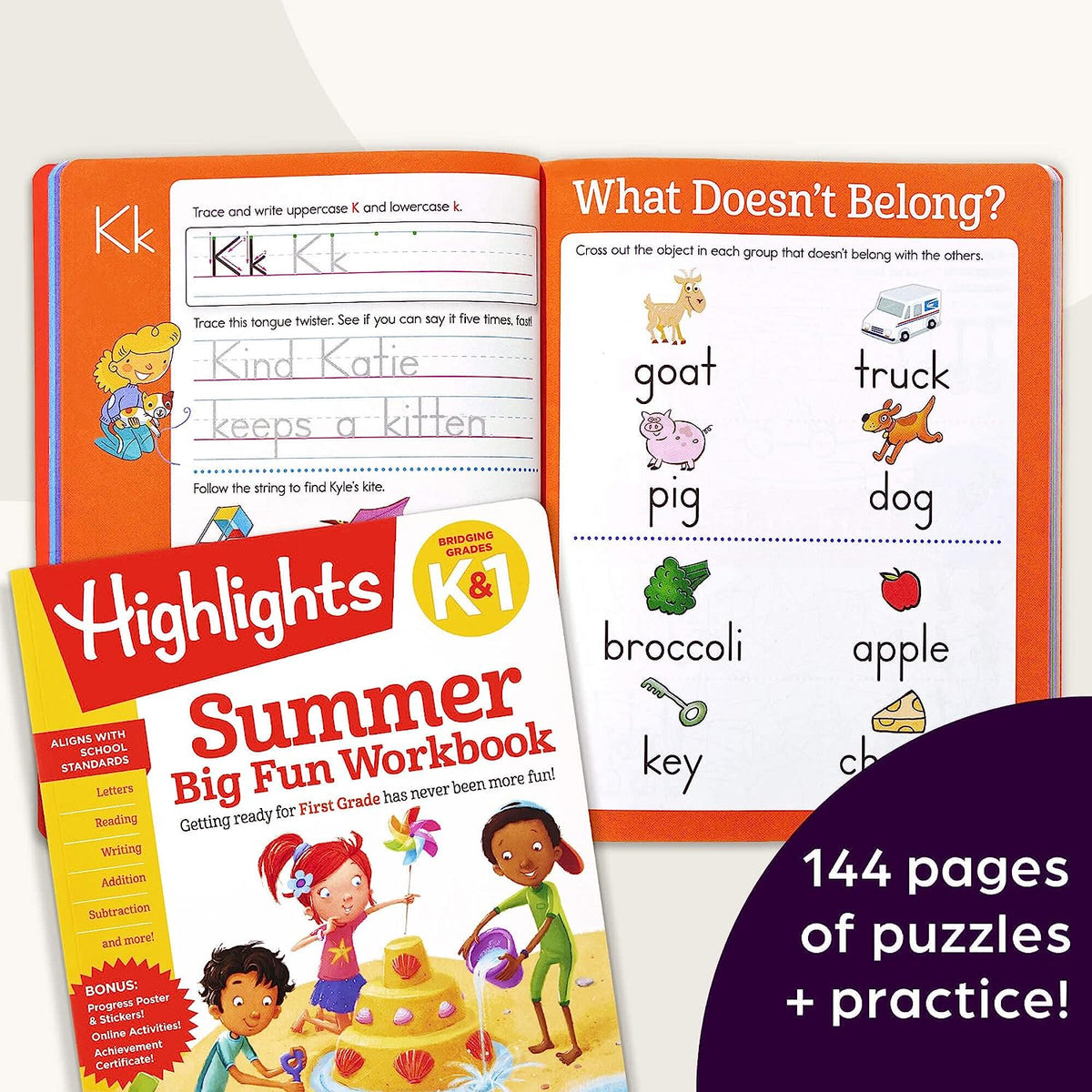 Highlights Summer Learning Pack Kindergarten-1st Grade Workbooks, STEAM, Word Practice
