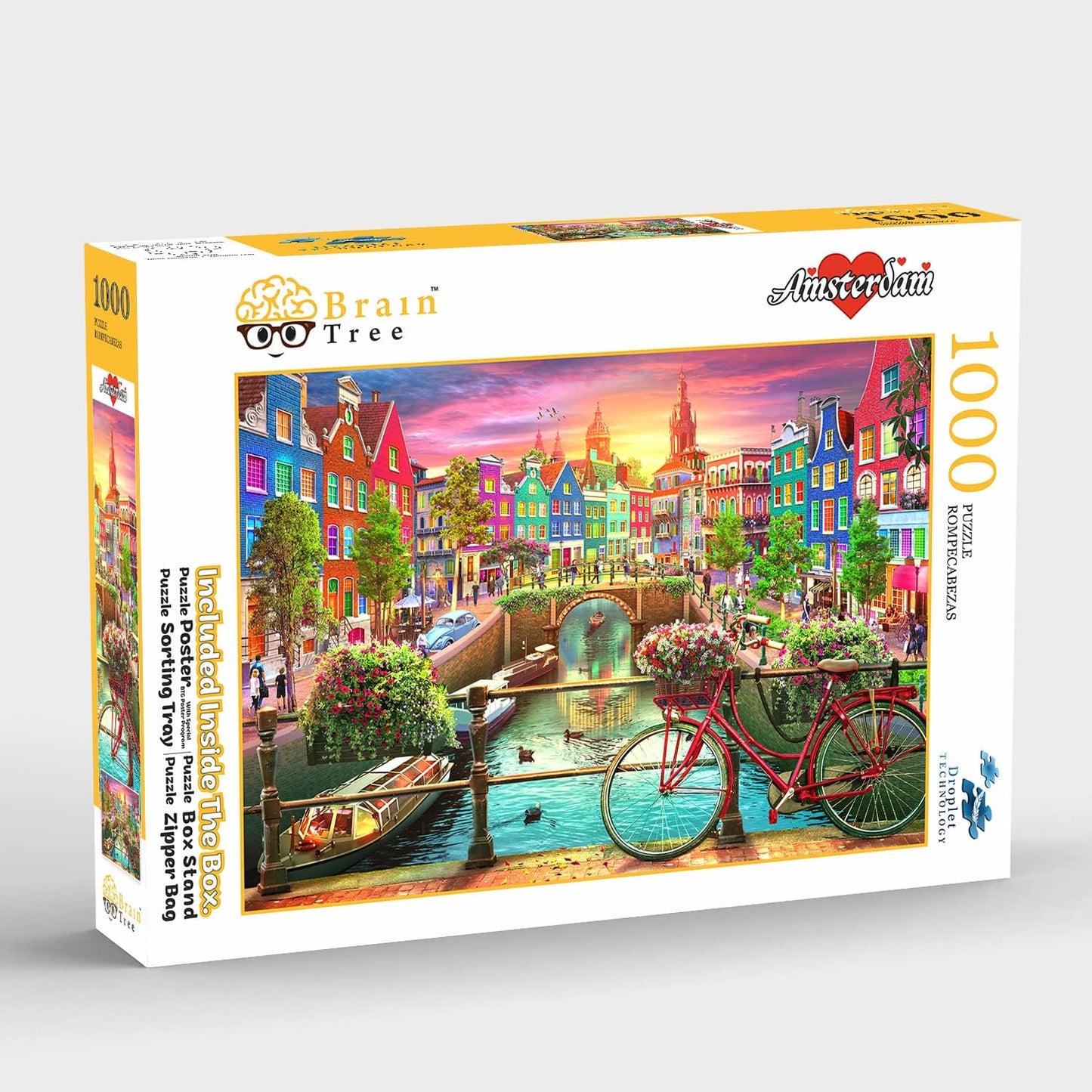 Amsterdam 1000 Piece Puzzle for Adults - Unique Puzzles for Adults 1000 Pieces and up with Droplet Technology for Anti Glare & Soft Touch - 27.5”Lx19.5”W