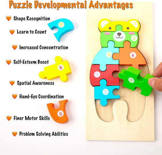 Wooden Toddler Puzzles for Kids Ages 3-5, Toys for 2 Year Old, Wooden Puzzles for Toddlers 1-3 Years, 4-Pack Toddler Puzzle Toddler Toys