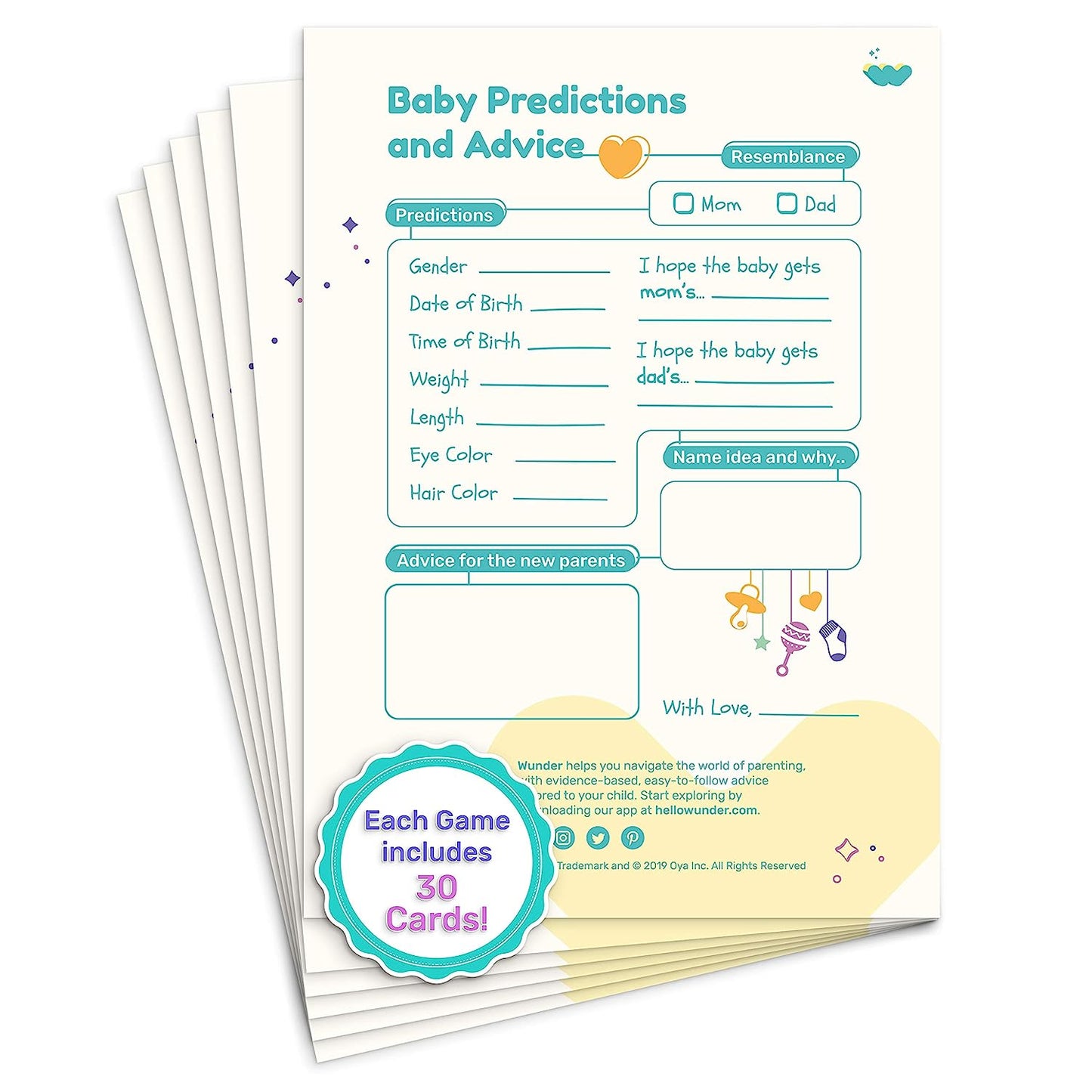 Baby Shower Game Set with 6 Games, 30 Card Packs and Variety of Fun Activities, Mommy or Daddy, Predictions & Advice, Trivia, Word Search, Find Guest, Emoji & Bonus Mad Lib