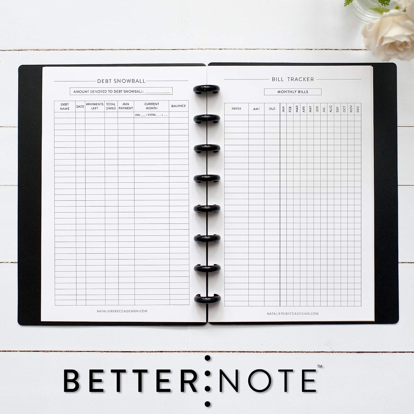 BetterNote Finance Plan Refill for Disc Notebooks, Fits Levenger Circa, The Happy Planner, Arc Systems, 1 Year Supply (8-Disc, 5.5"x8.5")