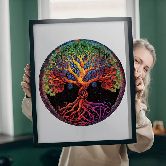 Wooden Jigsaw Puzzles-Wooden Puzzle Adult Unique Shape Advanced Tree Wooden Jigsaw Puzzle for Adult, Family Puzzles,11.8x11.8in-200pcs
