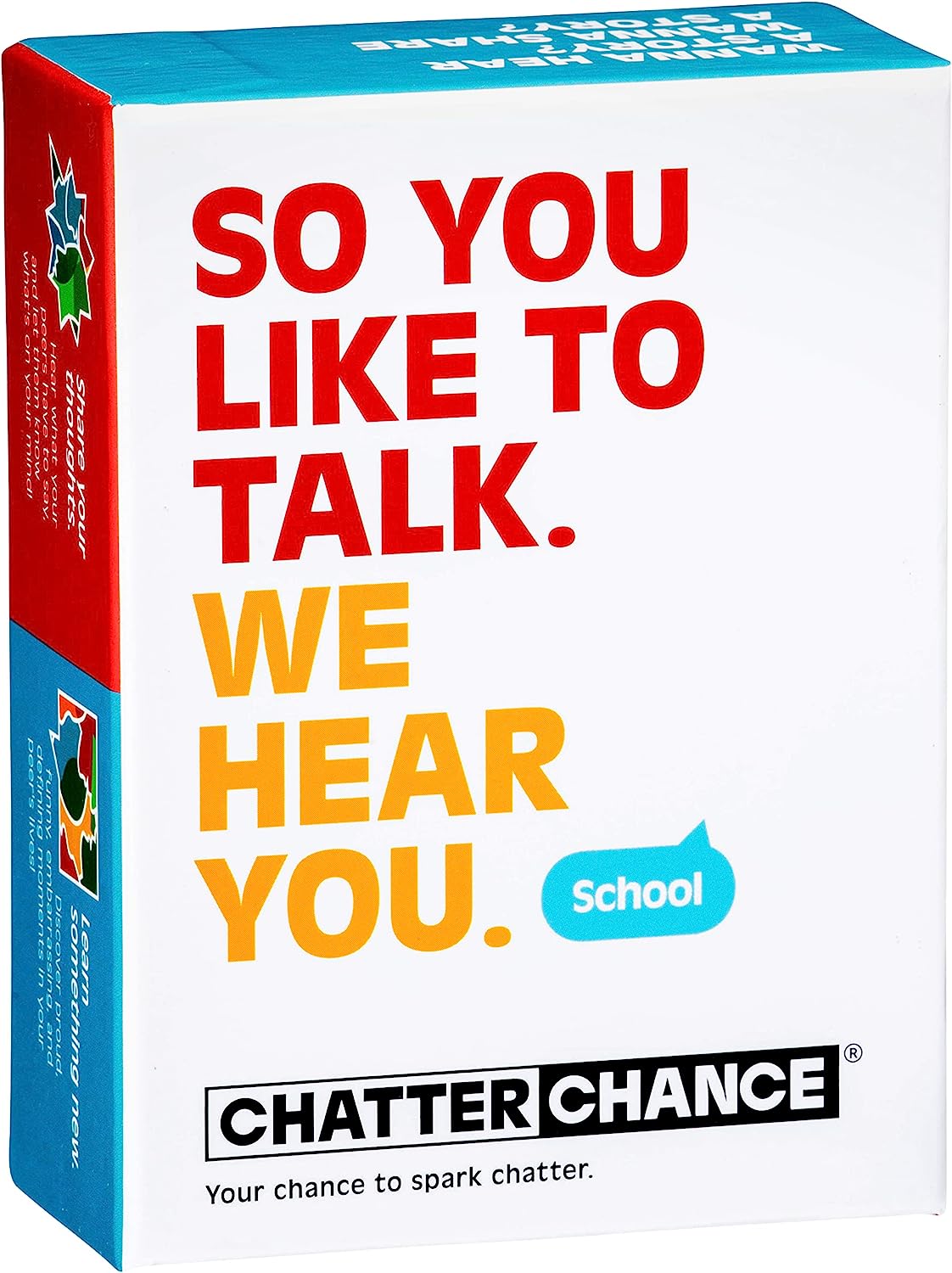ChatterChance School: Conversation Card Games - Learning Educational Fun Game for Kids Teens Teacher Classroom for Elementary & Middle School - 80 Thought Provoking Cards - Therapy Supplies