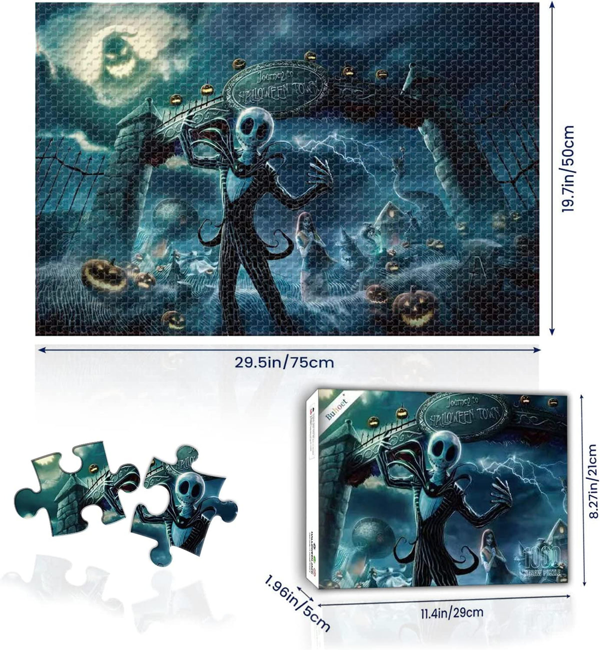 Jigsaw Puzzles 1000 Pieces for Adults - Halloween Puzzle - Wooden Puzzle - Large Puzzle Game Artwork for Adults Teens, Family Decorations, Unique Puzzle Gift(29.5x19.7 Inches)
