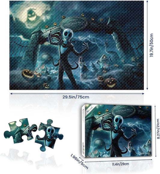 Jigsaw Puzzles 1000 Pieces for Adults - Halloween Puzzle - Wooden Puzzle - Large Puzzle Game Artwork for Adults Teens, Family Decorations, Unique Puzzle Gift(29.5x19.7 Inches)