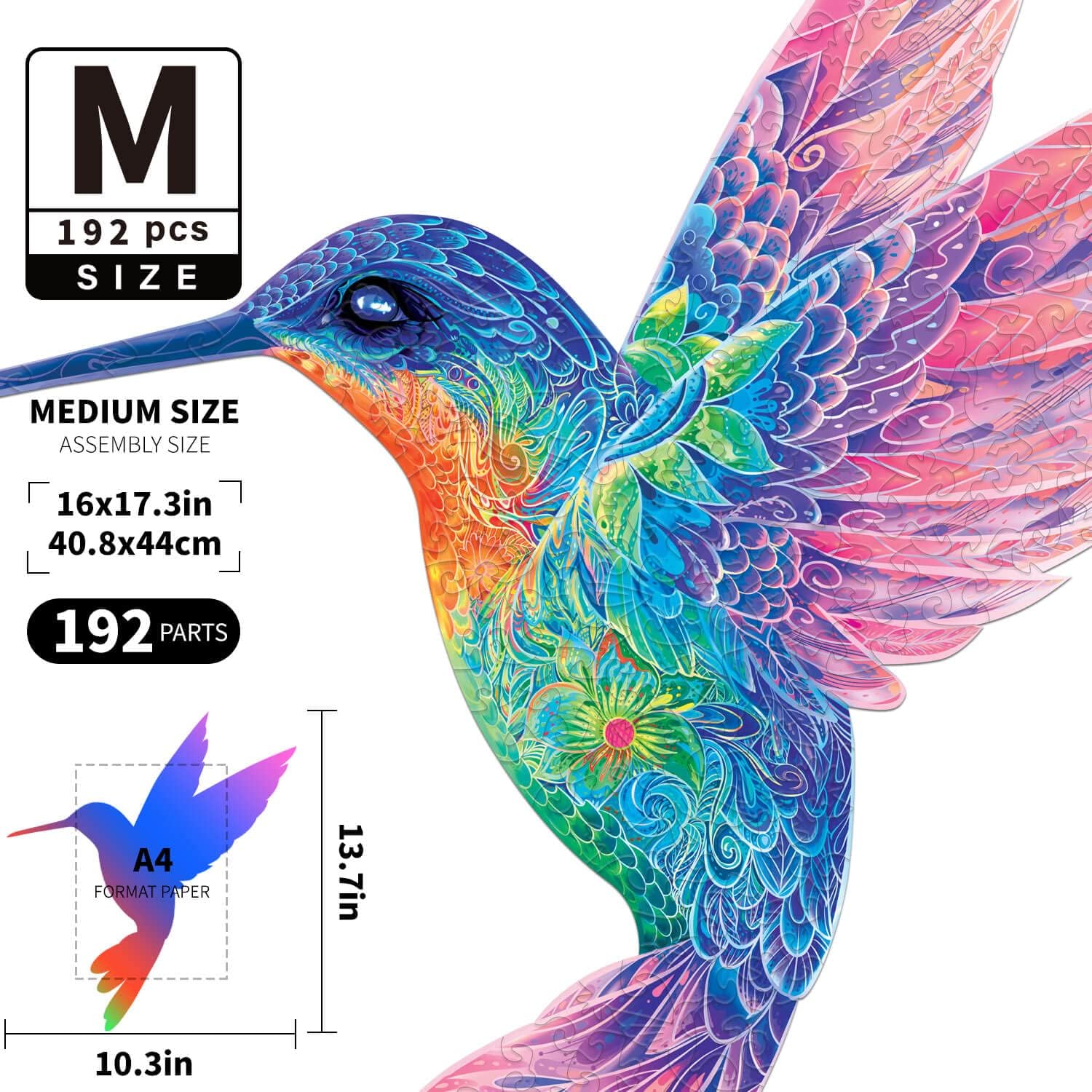 192pcs Hummingbird Wooden Puzzle for Adults, Version 2.1 Animal Unique Shaped Wooden Jigsaw Puzzles for Adults - 16 x 17.3 Inches with 12 Uniquely-Shaped Large Pieces, Best Gift for Adults…