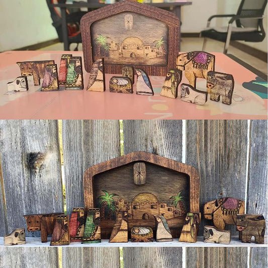 Wooden Jesus Puzzle Statue - Nativity Puzzle with Wood Burned Design Sculpture Decorations for Home Educational Wooden Puzzles for Kids Ages 3-5 and Adults