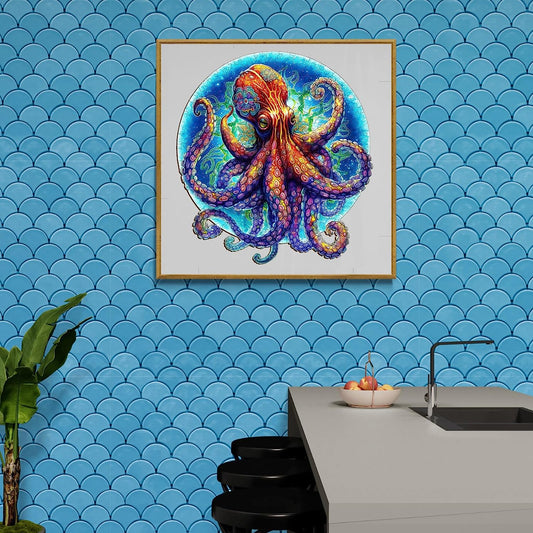 Wooden Jigsaw Puzzles, Unique Shape Wood Puzzle, Best Gift for Adults and Kids, Fun Challenging Family Game Play Collection (M-180pcs-Mandala octopus-10.7 * 9.9in
