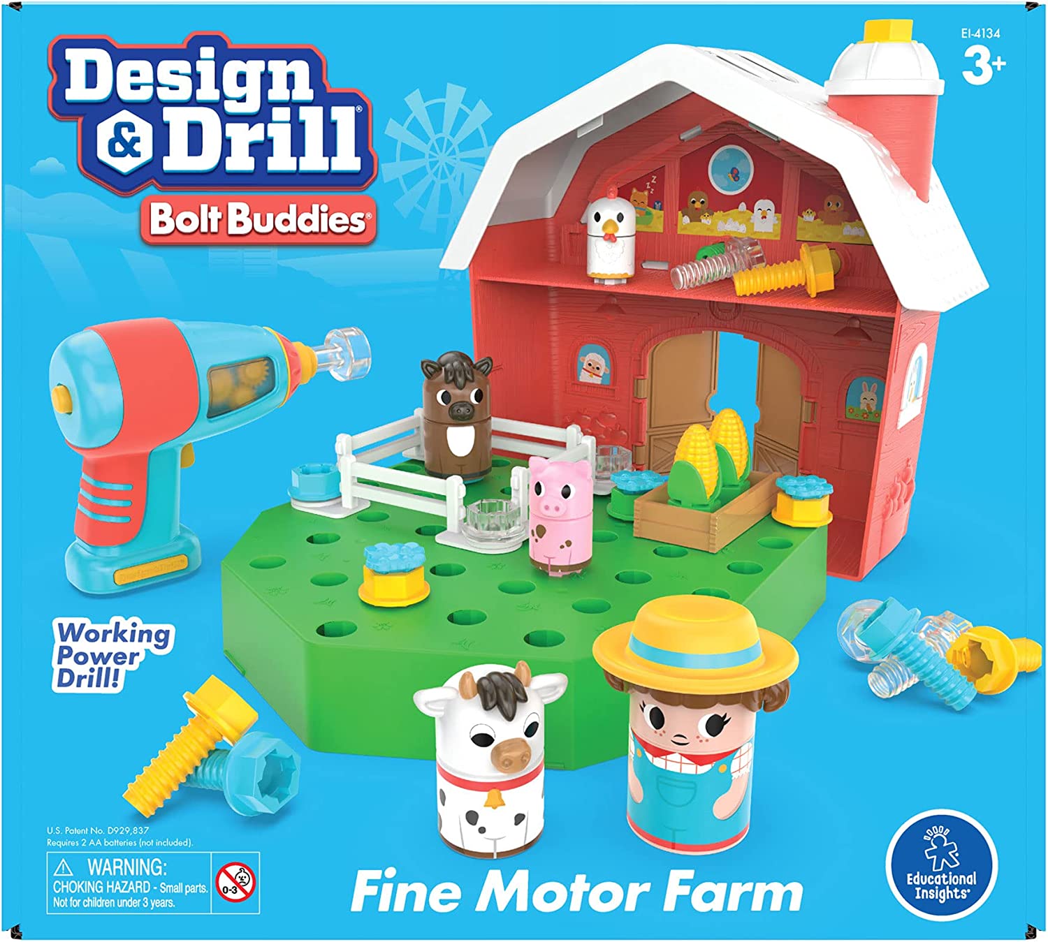 Design & Drill Bolt Buddies Farm Take Apart Toy with Electric Toy Drill, Preschool STEM Toy, Gifts for Boys & Girls, Ages 3+