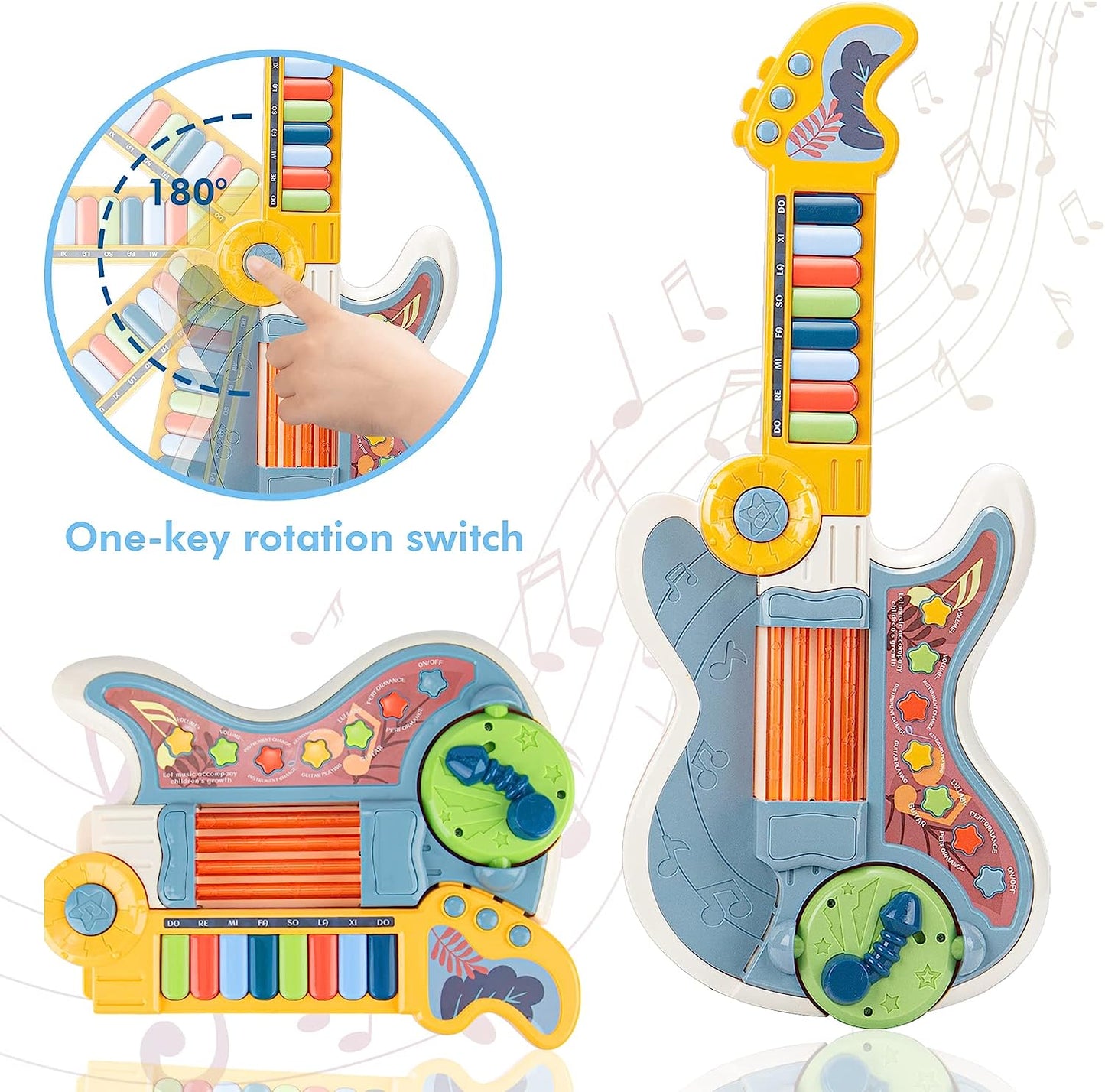 Electric Guitar for Kids Musical Toy for Toddlers Piano Educational Toys Kids Play Early Educational Learning Multifunctional Musical Instrument Gift for Preschool Children