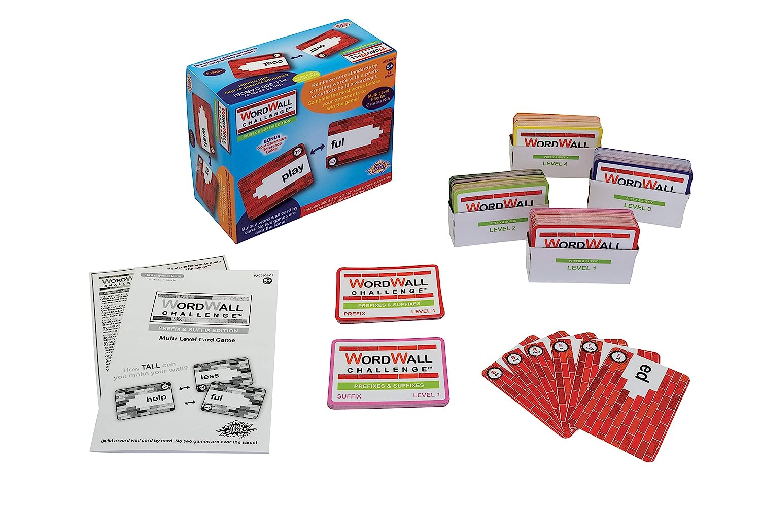 WordWall Challenge Card Game, Prefixes & Suffixes, 3-1/2" x 2-1/2", 300 Cards