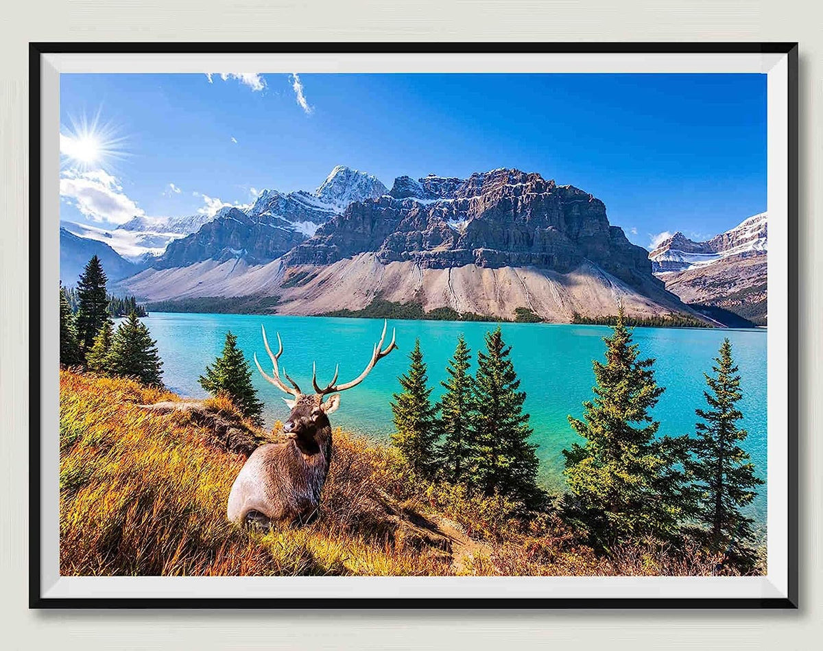 Elk by The Lake, 5000 Pieces Wooden Puzzle, Educational Game, Wooden Toys