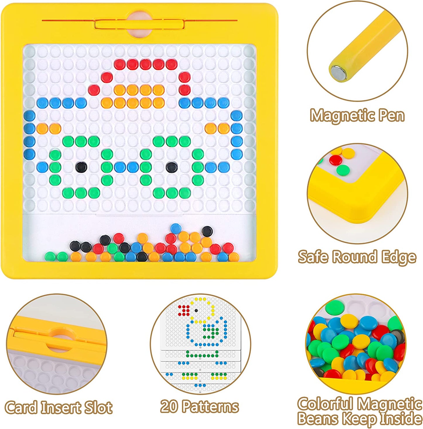 Magnetic Drawing Board for Kids, Large Magnetic Toys Doodle Board with Magnetic Beads and Pen Drawing Board, Magnetic Dot Art Educational Toddler Toys Travel Toys for 3 4 5 6 Year Old Boys Girls