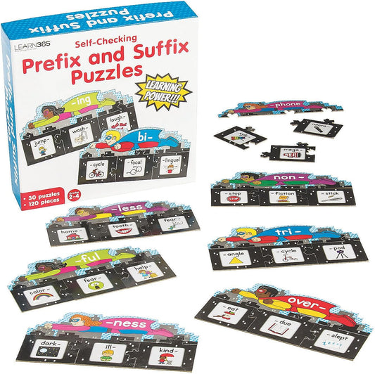 Prefix and Suffix Puzzles - 30 Pieces - Educational and Learning Activities for Kids