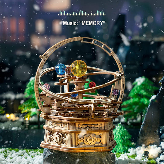 3D Wooden Puzzles for Adults Mechanical Music Box-Starry Night, DIY Rotating Music Box Model Building Kits for Teens, DIY Crafts/Hobbies/Gifts Desk Decor for Boys Ages 14+ (Starry Night)