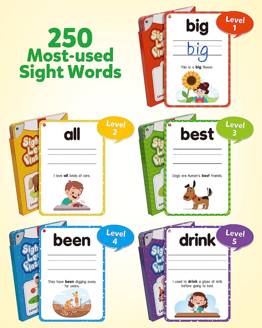 Sight Words Kids Learning Flash Cards, 250 Dolch Word Game Reading Vocabulary Card Toy for Kindergarten Preschool 3 4 5 Years Old Toddlers