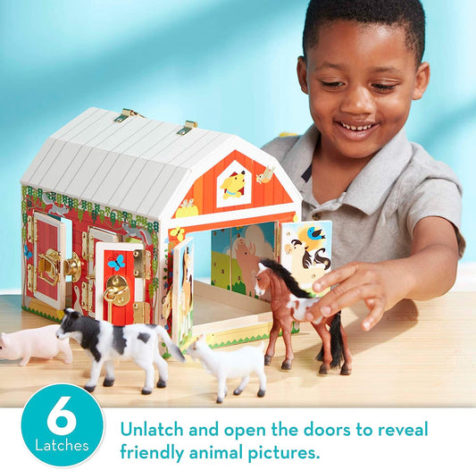 Latches Barn Toy - Sensory Activity, Doors And Locks Toy, Farm Animals Learning Toy For Kids Ages 3+