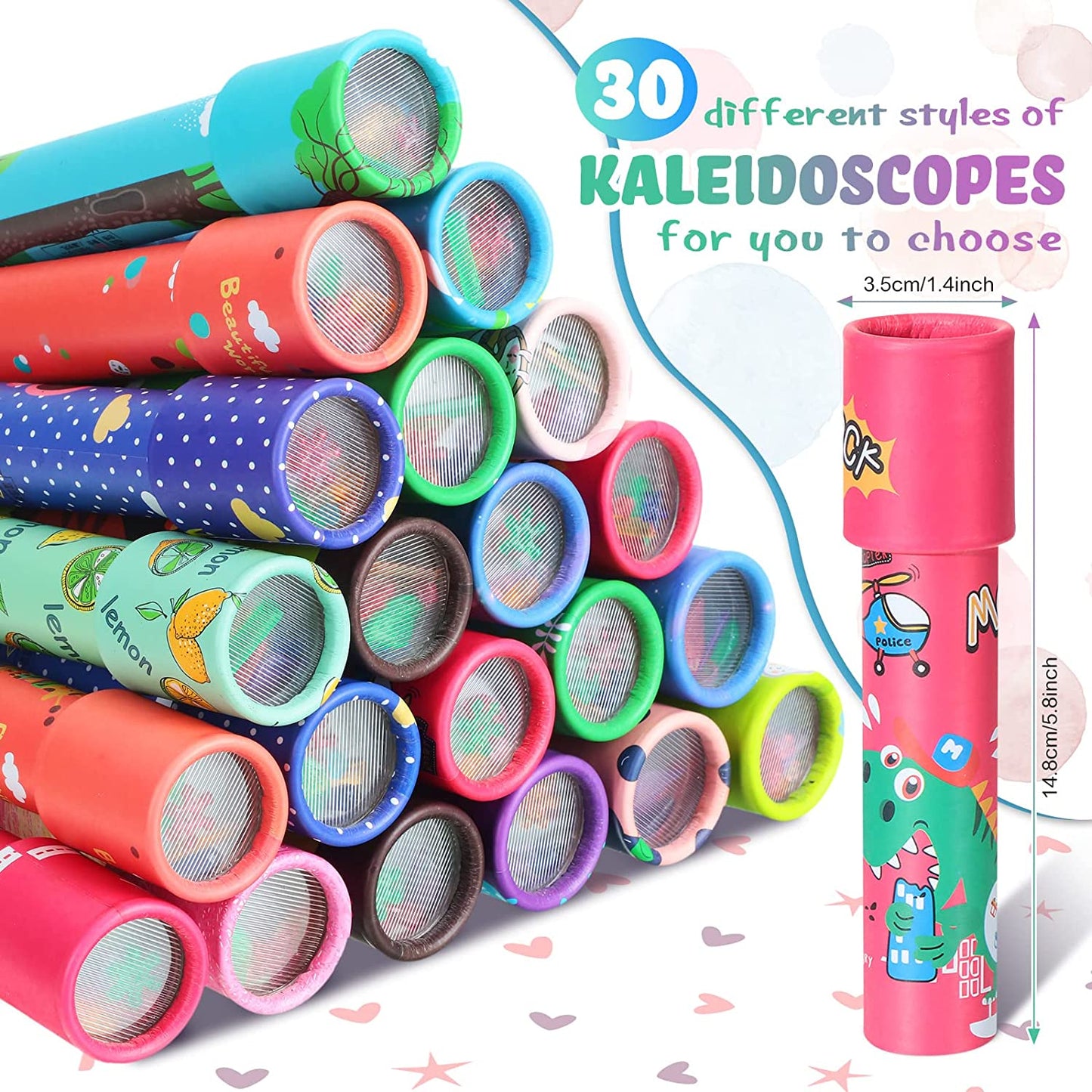 30 Pcs Classic Kaleidoscopes Educational Toy Vintage Kaleidoscope Favor Return Gifts for Kids Teens Birthday Party School Prize Friendship Graduation Gift Stock Stuffer, 5.8 x 1.4 Inch (Lovely)