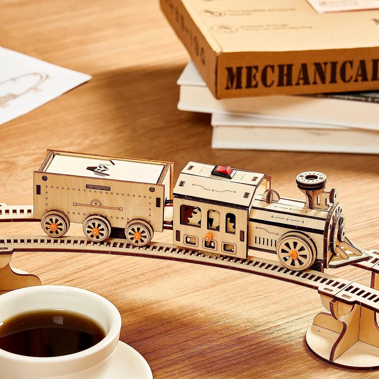 3D Wooden Puzzles Little Truck Train Model Kits Includes Engine & Track, Brainteaser and Puzzle for Chris as/Birthday,Gifts for Adults and Teens to Build Combination