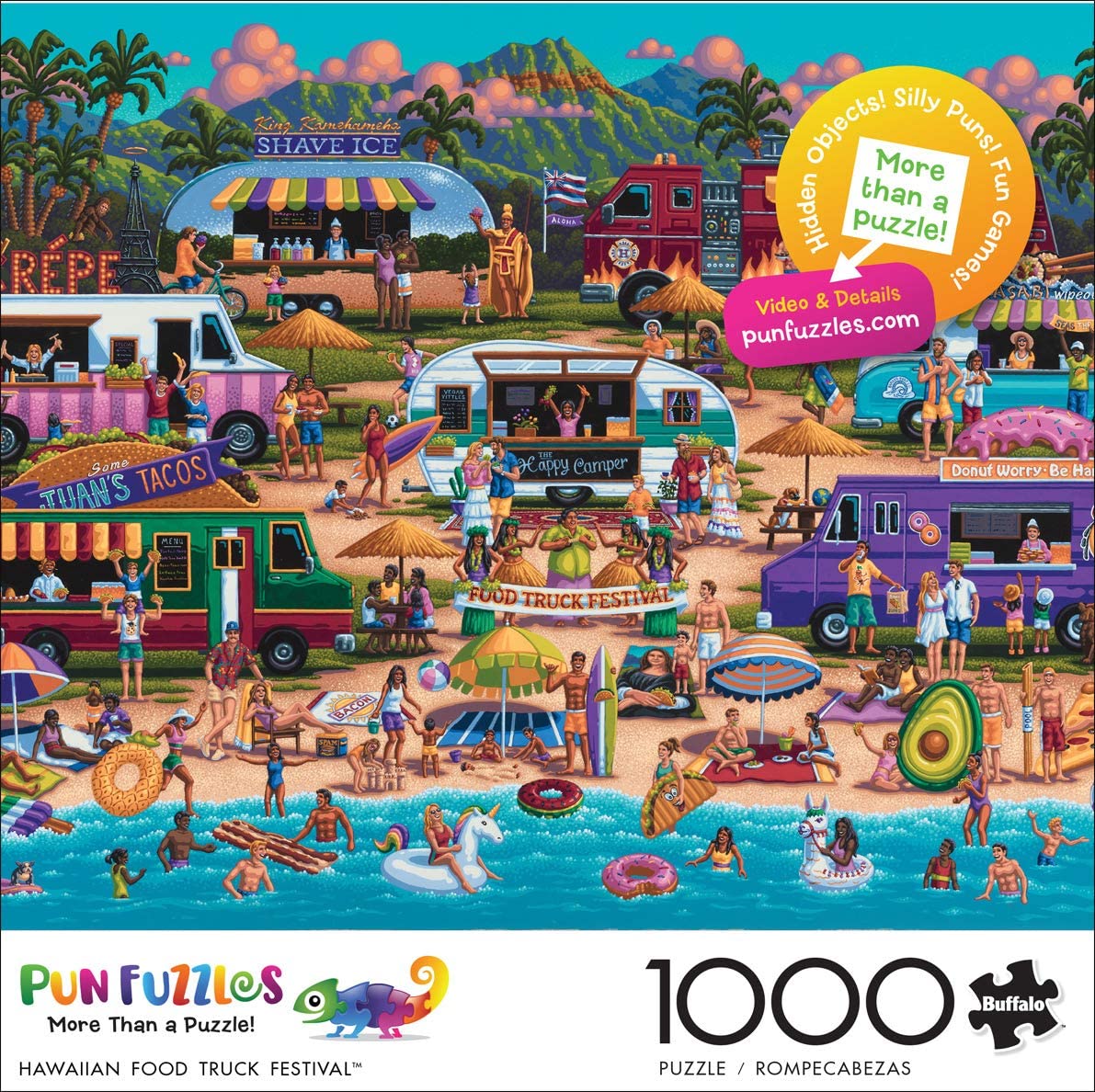 Pun Fuzzles - Hawaiian Food Truck Festival - 1000 Piece Jigsaw Puzzle