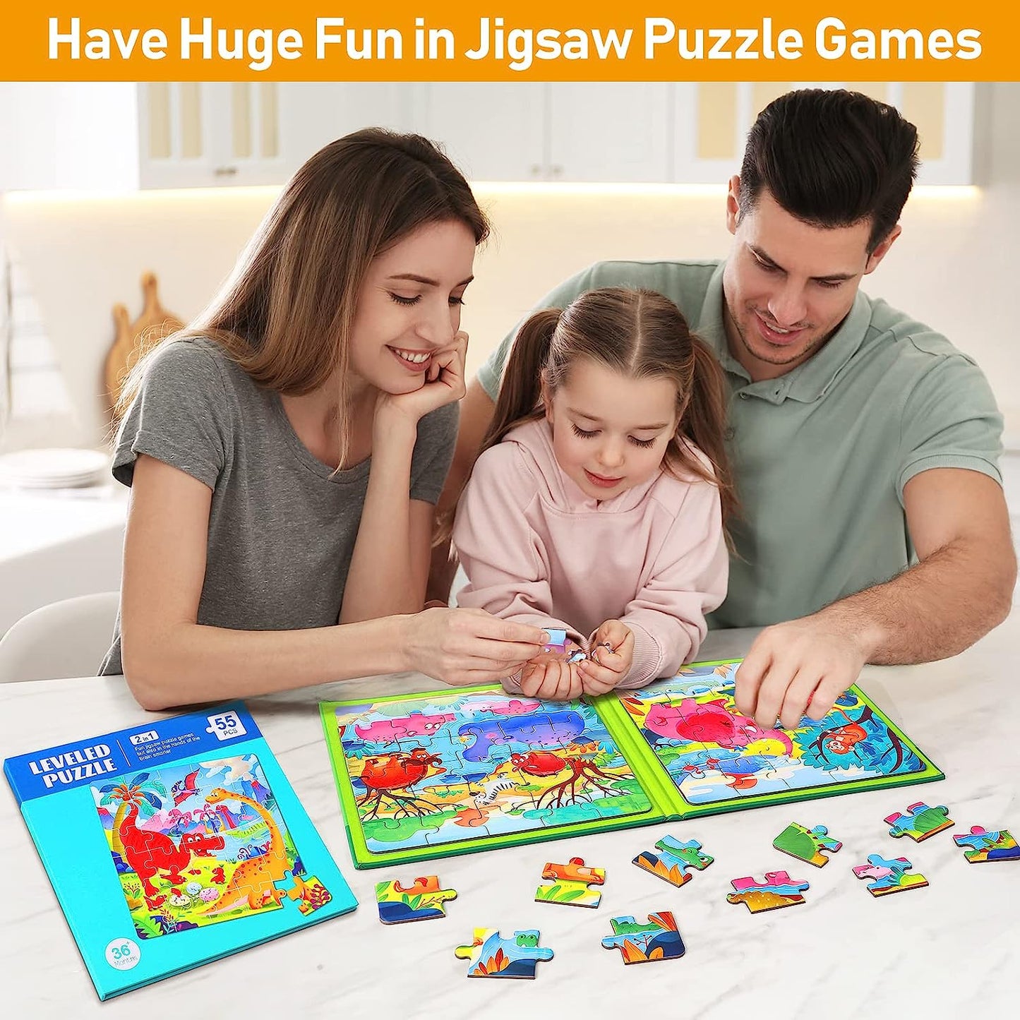 Magnetic Puzzles for Kids Ages 3-5, Two-Book Set, Dinosaur Animal Jigsaw Puzzle Magnet Books Travel Games Preschool Learning Activities Toddler Toys for 3 4 5 6 Year Old Boys Girls