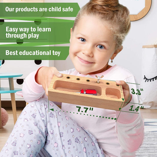 Screwdriver Board Set - Wooden Toys for 3 4 5 Year Old Kids and Toddlers, Learning Sensory Bin Toys Preschool Materials, Fine Motor Skills Toys, Waldorf STEM Toys