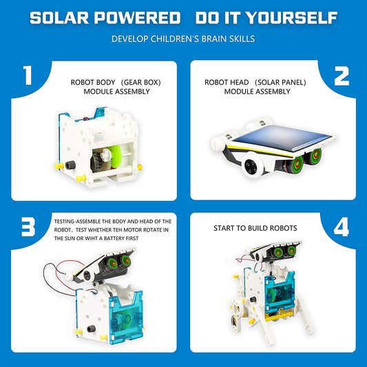 STEM 13-in-1 Solar Power Robots Creation Toy, Educational Experiment DIY Robotics Kit, Science Toy Solar Powered Building Robotic Set Age 8-12 for Boys Girls Kids Teens to Build